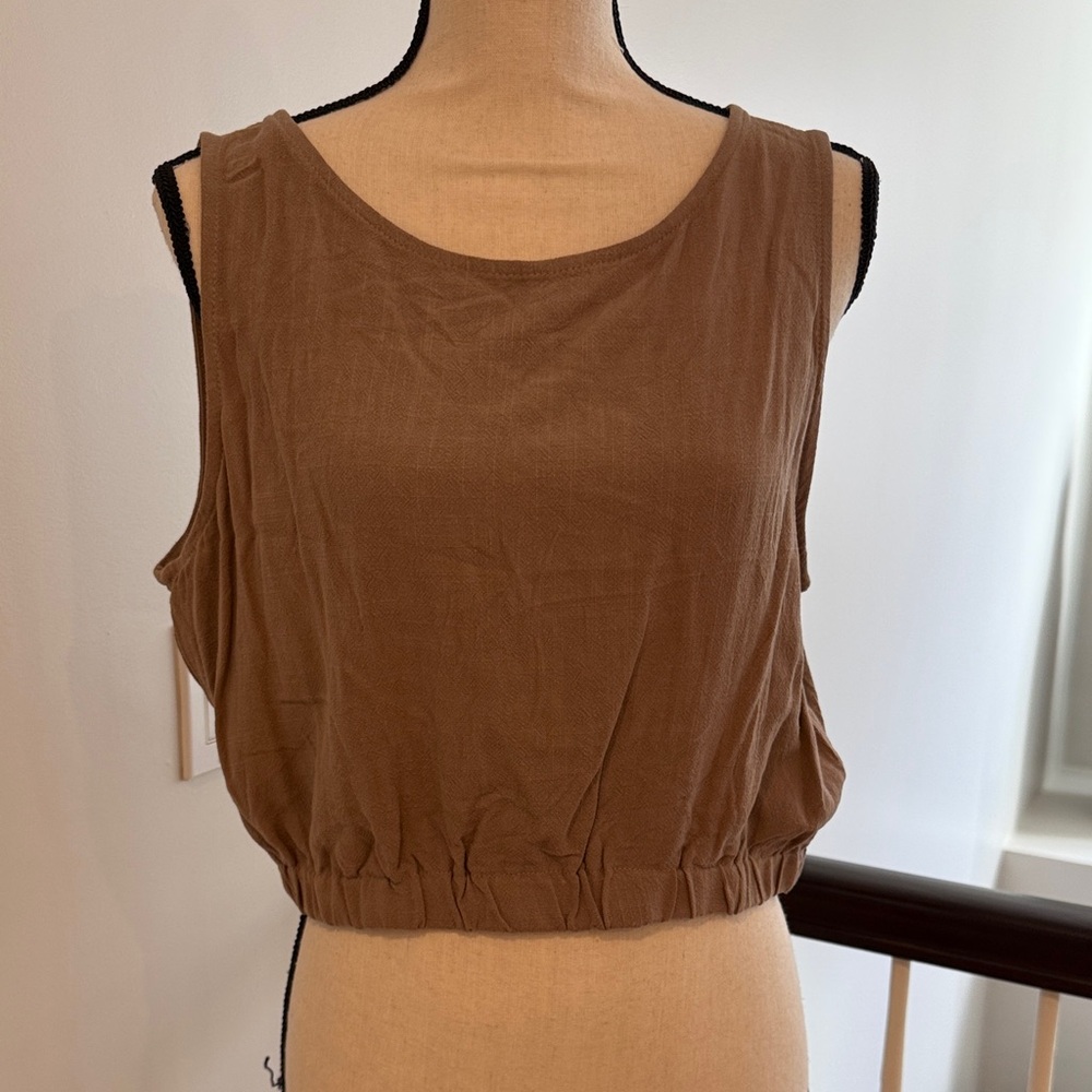 Casual Brown Sleeveless Women's Tank Top
